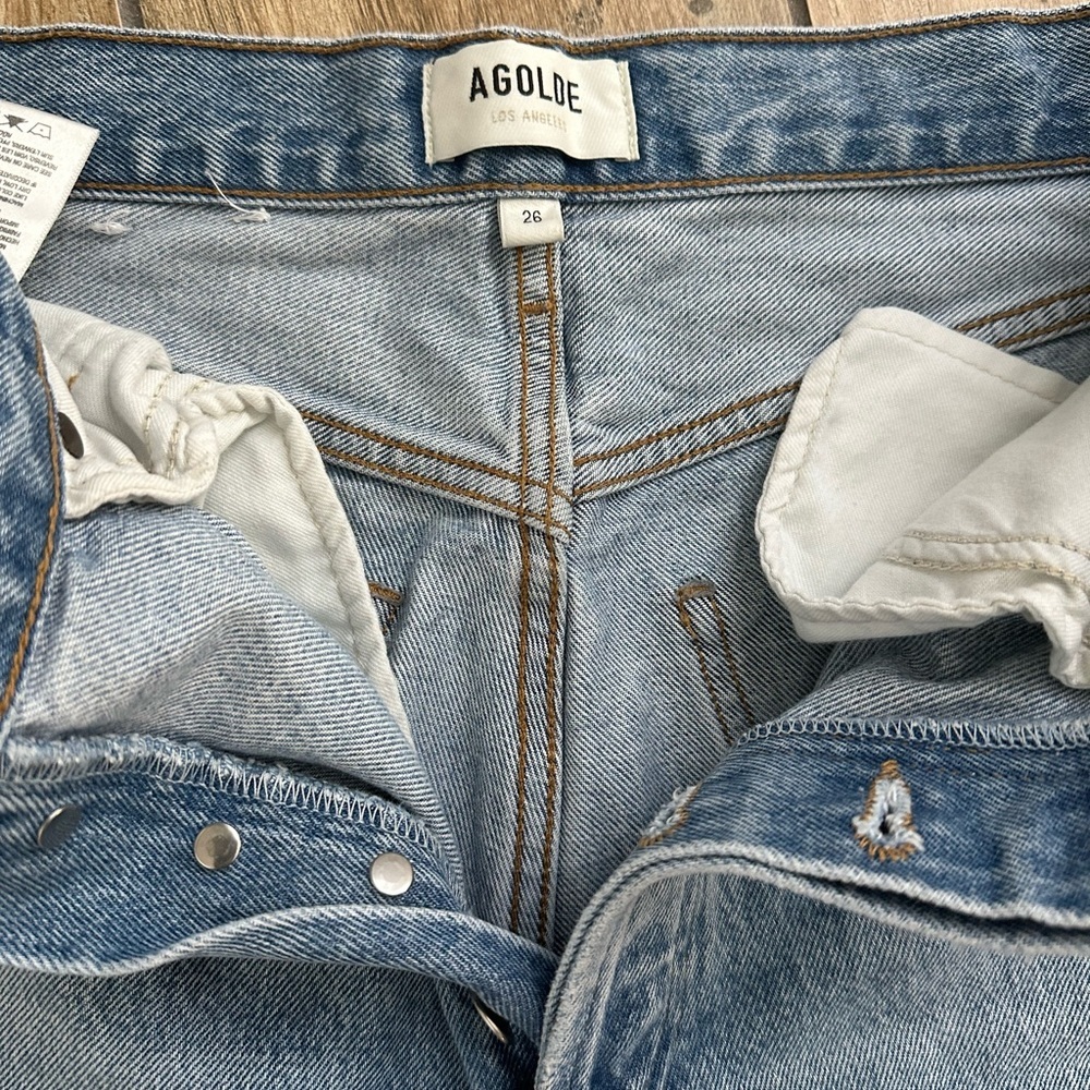 Agolde Dame Light Blue High-Rise Wide Leg Jeans - Picture 3 of 5